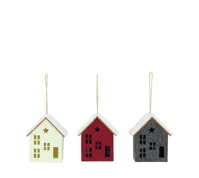 Hanger house felt with lights 8.5x6.5x10cm C3 - Multi