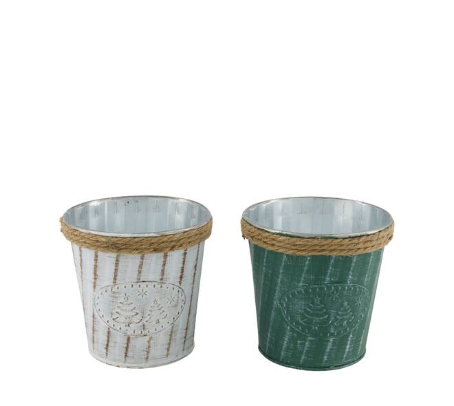  Bucket tree metal 13x13x13cm C2 - Green