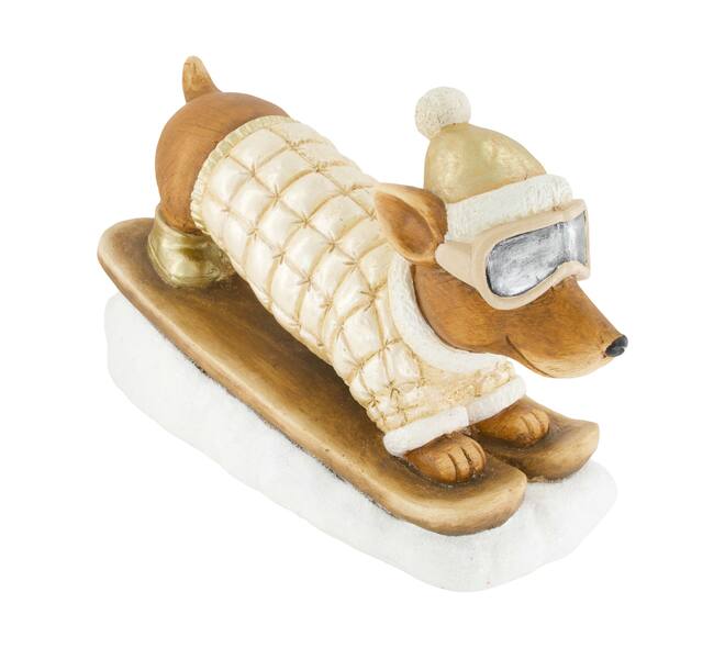 Figurine dog on skis magnesium 49.5x22.5x29cm