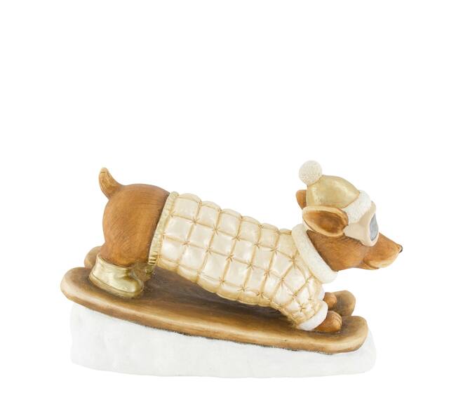 Figurine dog on skis magnesium 49.5x22.5x29cm
