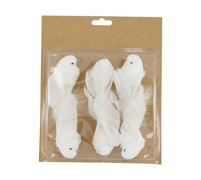 Bird fabric on clip 14x4x3cm 6pc