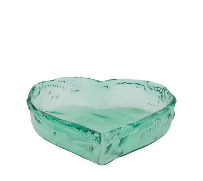 Bowl heart recycled glass 26x26x6cm - Transparent
