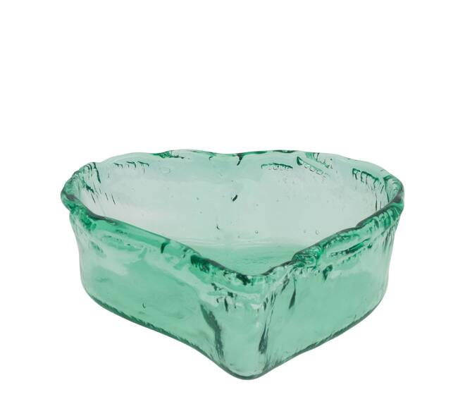 Bowl heart recycled glass 29x28x10cm - Transparent