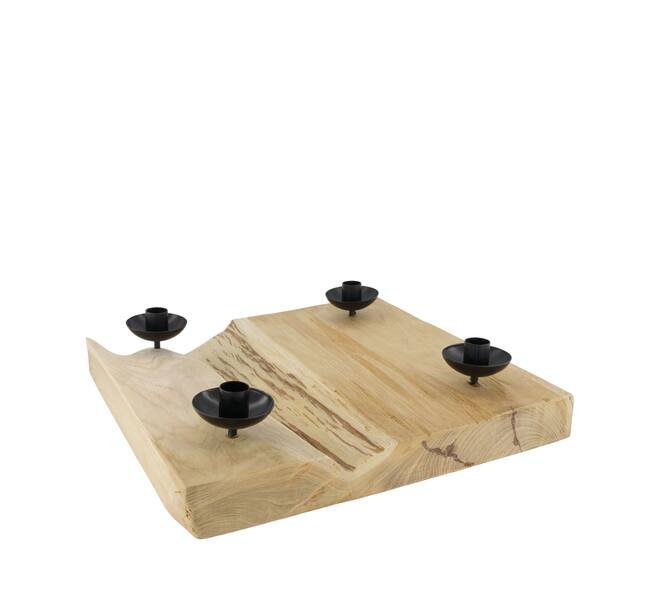 Dinnercandle holder square teak wood 38x38x8.5cm