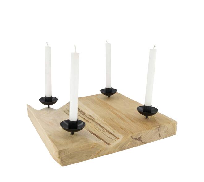 Dinnercandle holder square teak wood 38x38x8.5cm