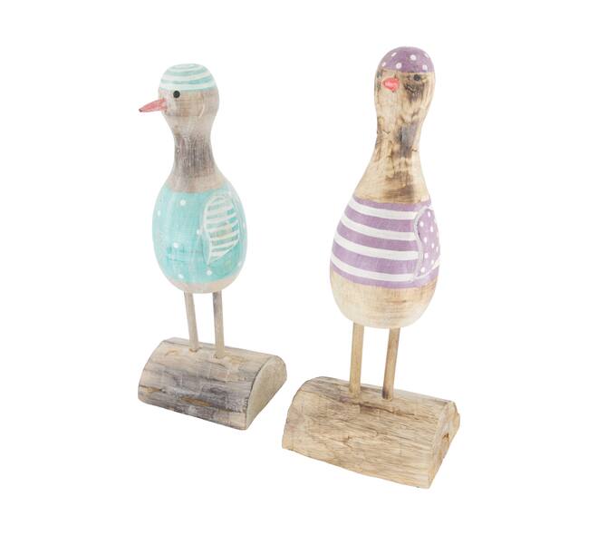Figurine bird albizia wood 14.5x10x39cm A/2