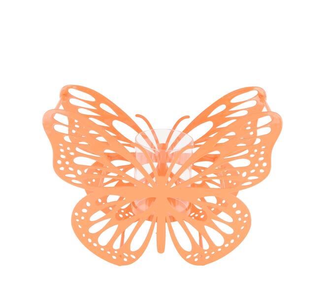 Tealight holder butterfly metal with glass 28x11.5x21cm