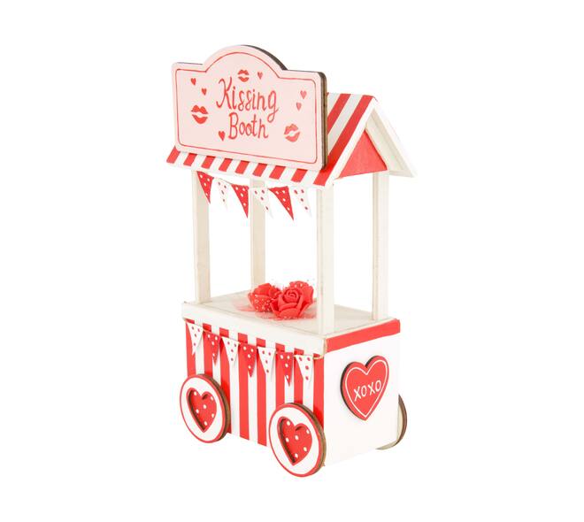 Figurine kissing booth pine wood 13.5x7.7x25cm