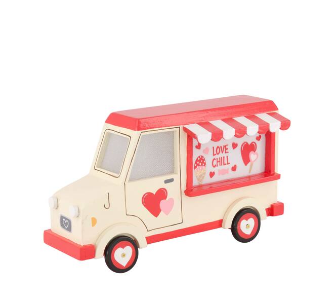 Figurine love truck pine wood 21.3x8x12.5cm