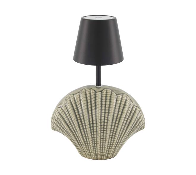 Table lamp shell rechargeable incl. cable glass 22.5x11x34cm