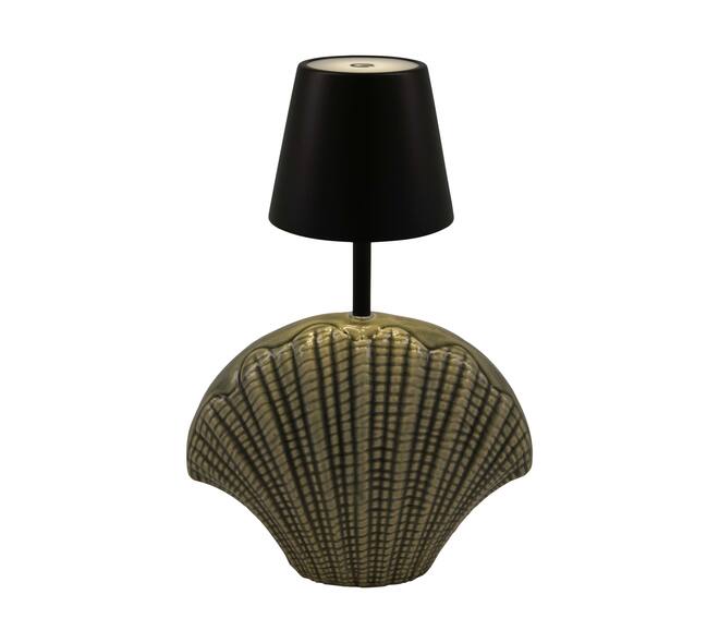 Table lamp shell rechargeable incl. cable glass 22.5x11x34cm