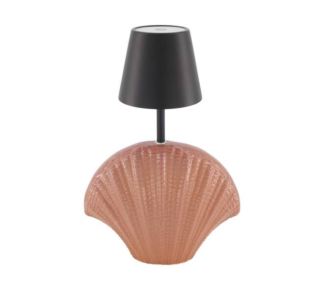 Table lamp shell rechargeable incl. cable glass 22.5x11x34cm
