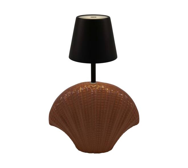 Table lamp shell rechargeable incl. cable glass 22.5x11x34cm
