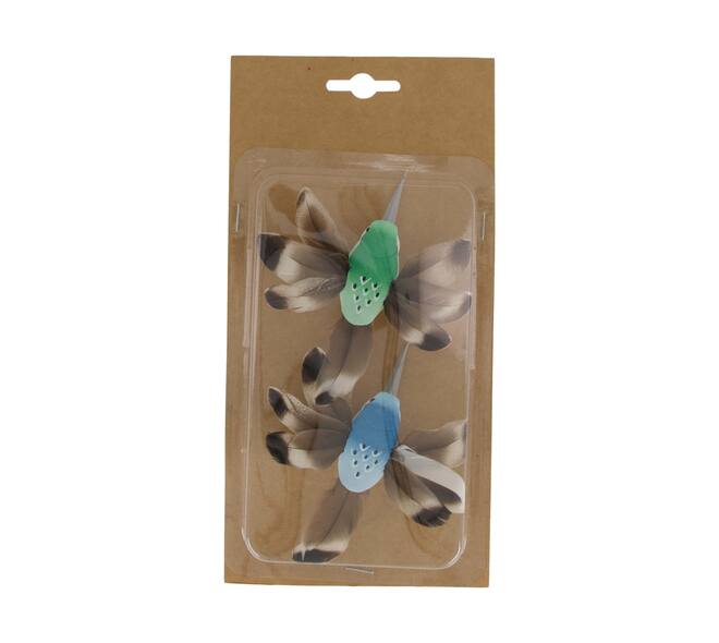 Bird fabric on clip 11x9x2cm 2pc - Multi