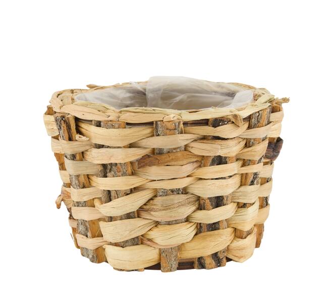 Planter rectangular bark with plastic 20x20x14cm