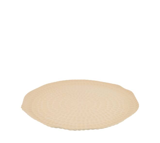 Tray round metal 38x2x38cm - Cream