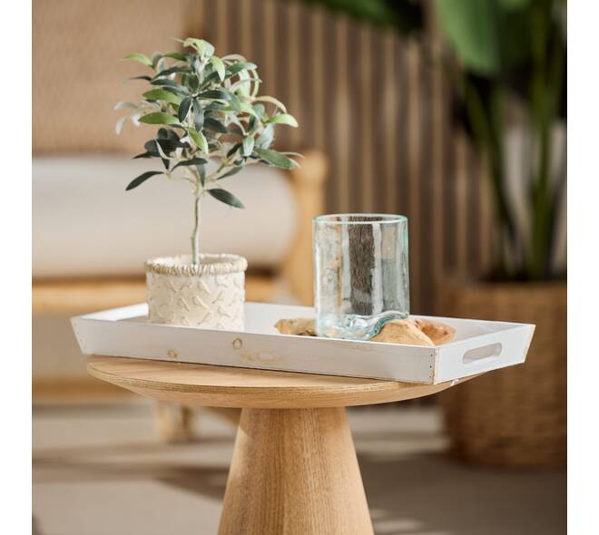 Tray rectangular fir wood with handle 48x20x3.5cm