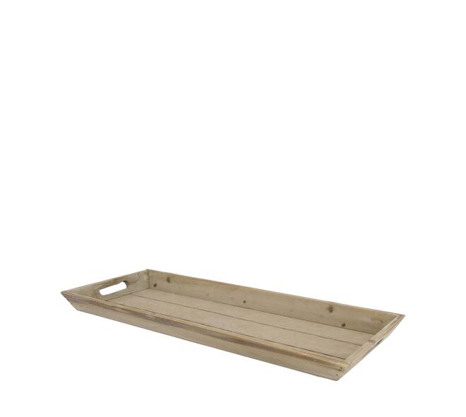 Tray rectangular fir wood with handle 48x20x3.5cm - Brown