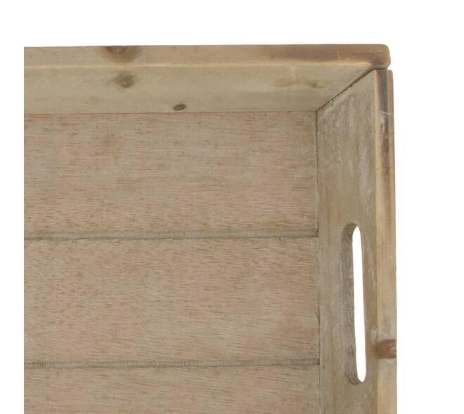 Tray rectangular fir wood with handle 48x20x3.5cm - Brown