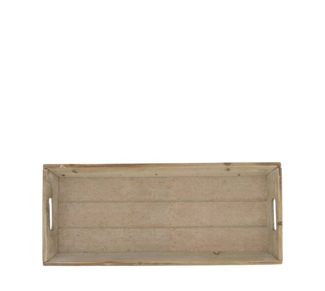 Tray rectangular fir wood with handle 48x20x3.5cm - Brown