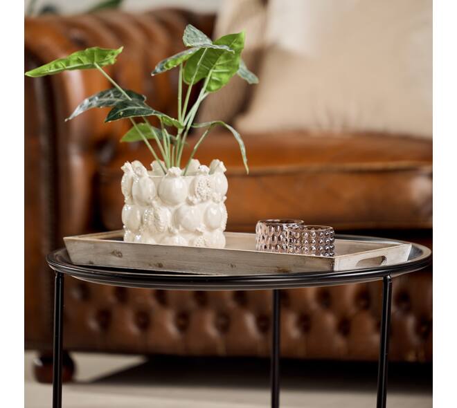 Tray rectangular fir wood with handle 48x20x3.5cm - Brown