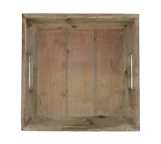 Tray square fir wood with handle 21x21x4.5cm