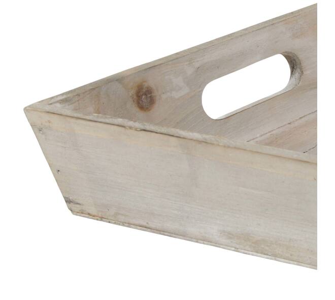 Tray square fir wood with handle 28x28x4.5cm - Brown