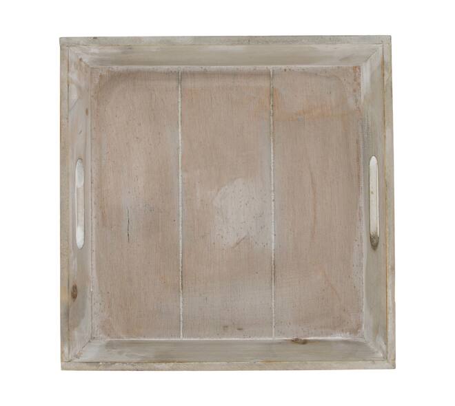 Tray square fir wood with handle 28x28x4.5cm - Brown