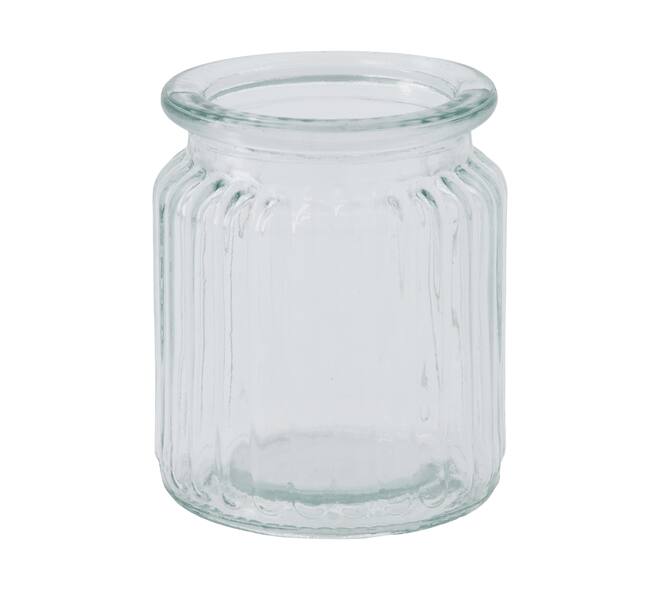 Ronde vaas - Geribbeld glas - 7,5x7,5x9 cm - Transparant