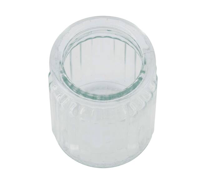 Ronde vaas - Geribbeld glas - 7,5x7,5x9 cm - Transparant