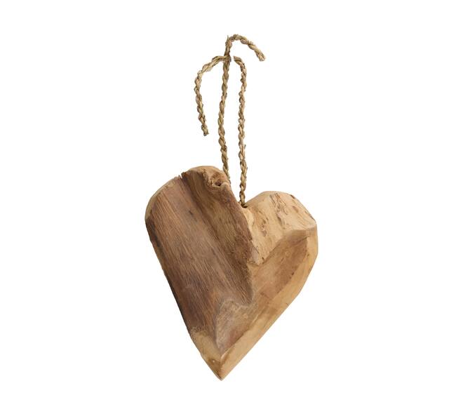 Hanger heart teak wood 20x10x26cm