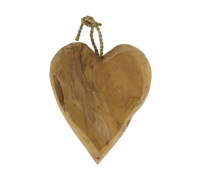 Hanger heart teak wood 30x10x33cm