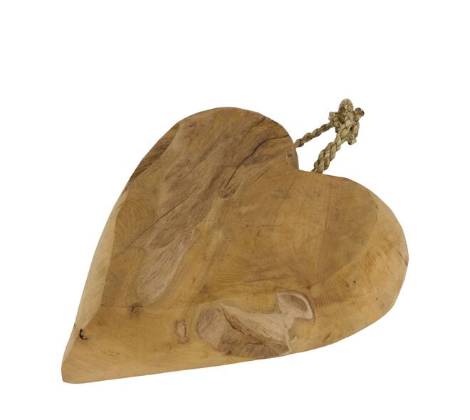 Hanger heart teak wood 30x10x33cm