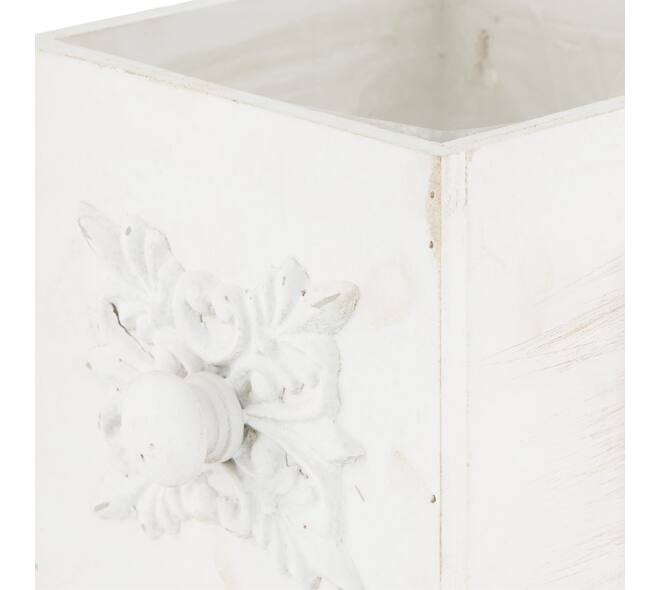 Box planter square plywood with plastic 15x15x15cm  - White