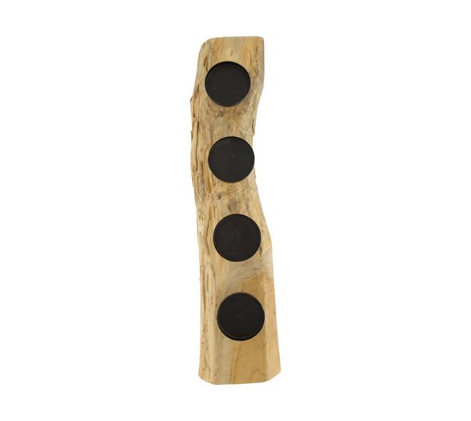 Root teak wood with candle holders 70x20x16cm - Natural