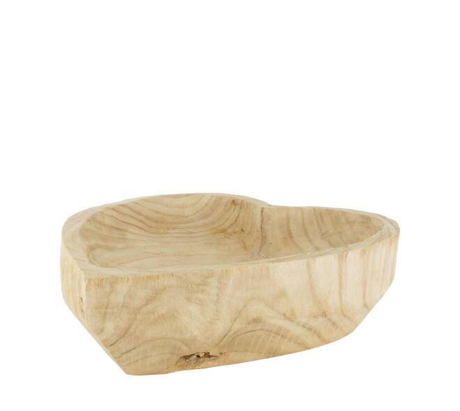 Tray heart paulownia wood 36x31x9cm - Natural