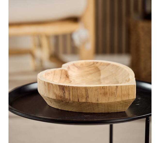 Tray heart paulownia wood 36x31x9cm - Natural