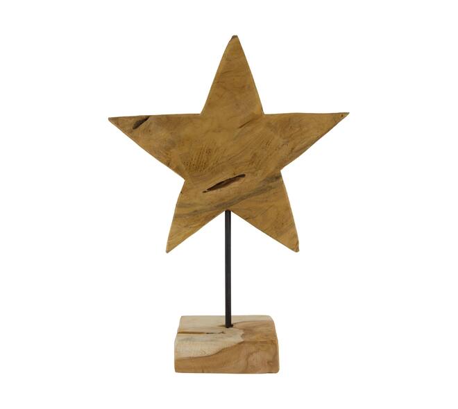 Image etoile sur pied - Bois de teck - 28x10x40 cm - Naturel