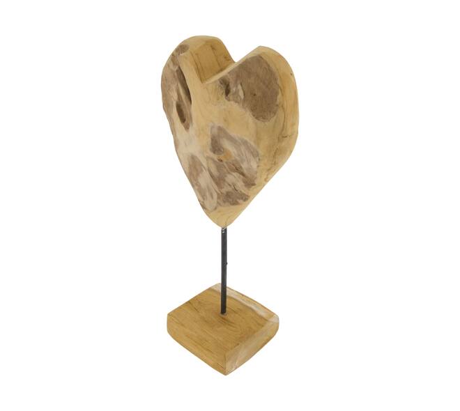 Heart teak wood on stand 25x10x41cm
