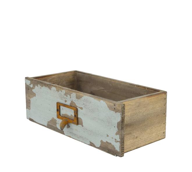 Plantenbak - Dennenhout met plastic - 26x13x9cm - Grijs