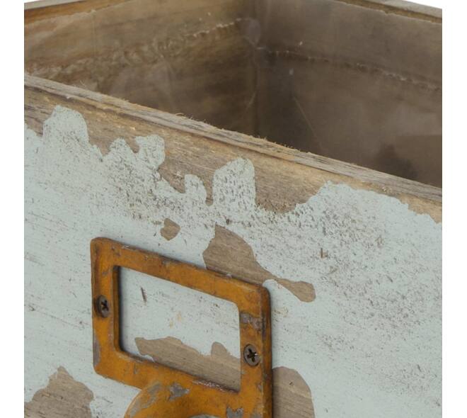 Plantenbak - Dennenhout met plastic - 26x13x9cm - Grijs
