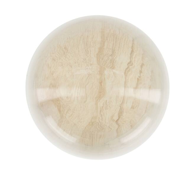 Bell round with paulownia wood base glass 17x17x25cm