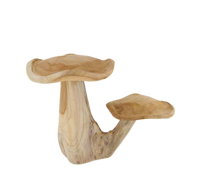 Mushroom double teak wood 45x24x29cm - Natural