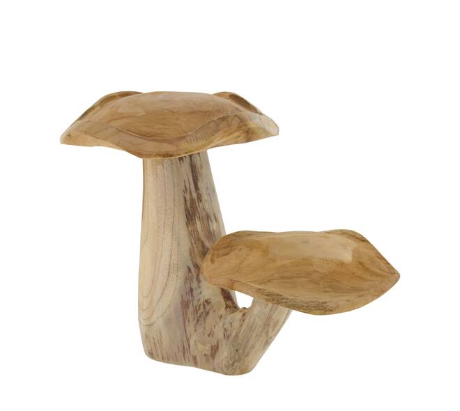 Mushroom double teak wood 45x24x29cm - Natural