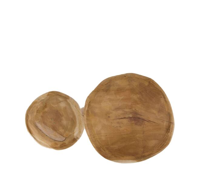 Mushroom double teak wood 45x24x29cm - Natural