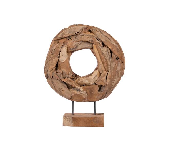 Statue round erosion wood on stand 79x15x94cm