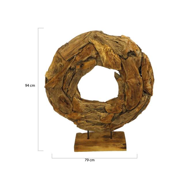 Sculpture ronde Poltava - Bois derosion - 79x15x94cm - Gris