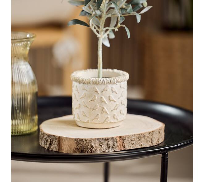 Slice round paulownia wood 25x25x3cm - Natural