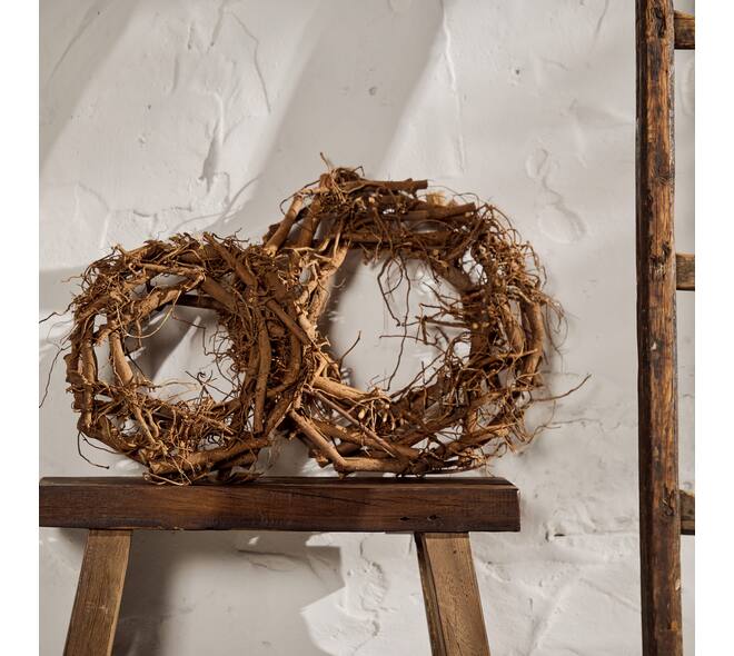 Wreath cotton root wood 28x8x28cm - Natural