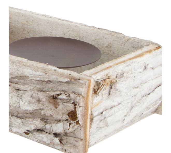 Pillar candle holder bark 45x15x6cm - White